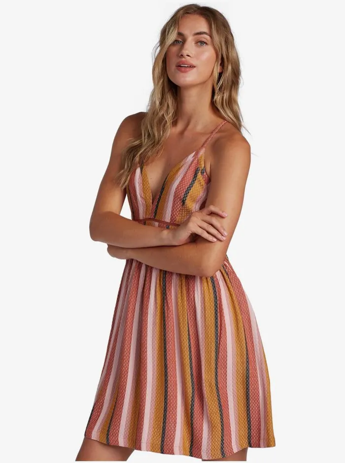 Roxy Dresses New Silver Light Strappy Dress Auburn Multi Stripe 8211 Women Roxy Dresses New Silver Light Strappy Dress Auburn Multi Stripe 8211 Women