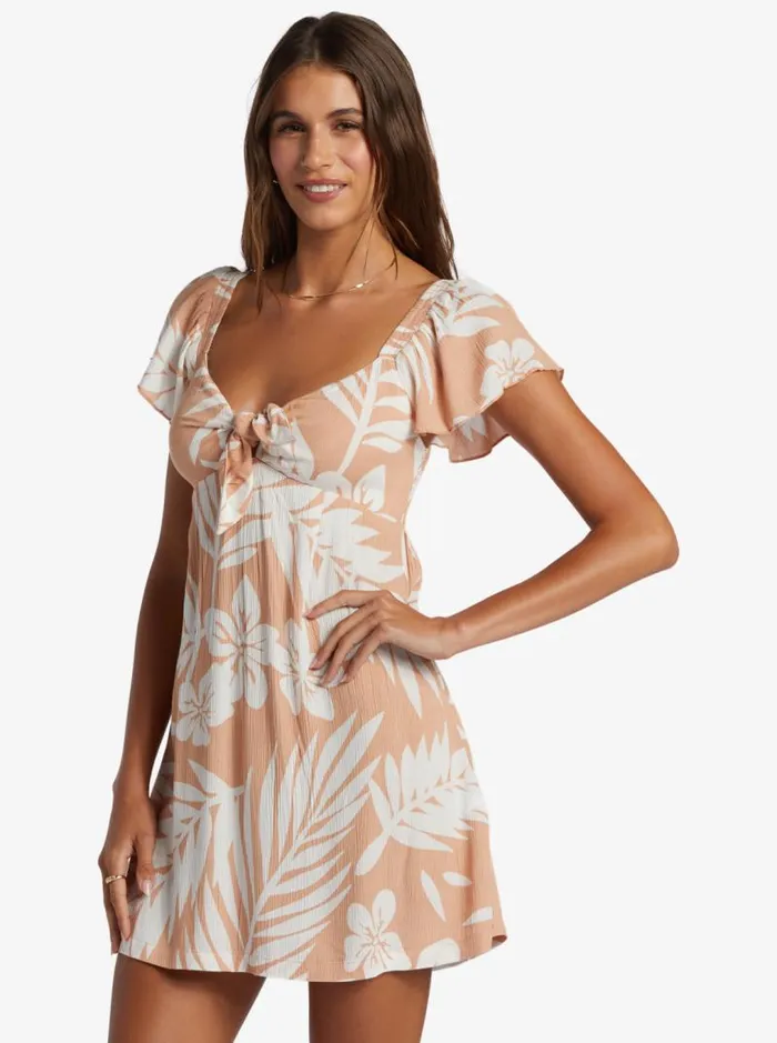 Roxy Dresses Oceanview Mini Dress Cafe Creme Palmeria 8211 Women