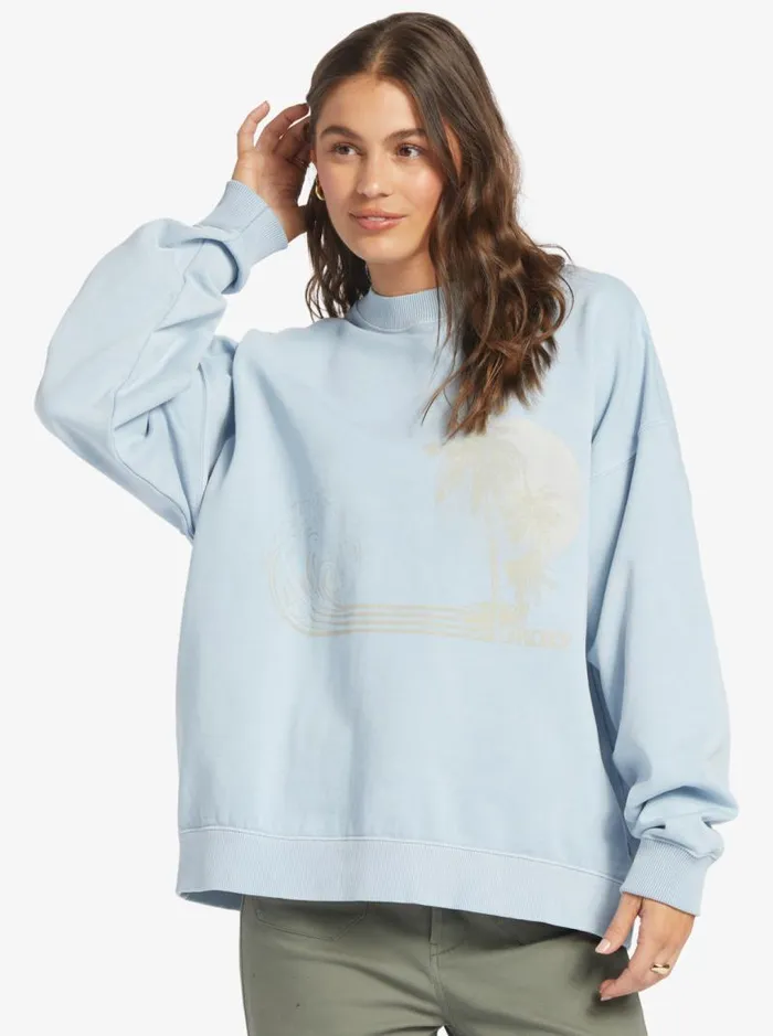 Roxy Fleece and Hoodies Lineup Oversized Sweatshirt Clear Sky 8211 Women