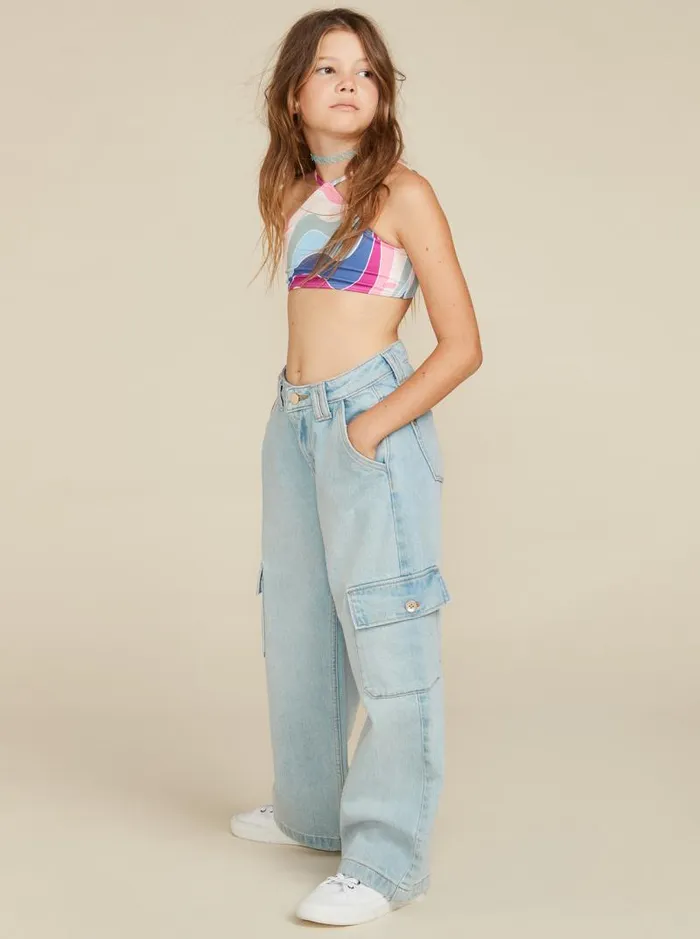 Roxy Jeans and Pants Girl039s 416 Celestial Dancer Cargo Pants Light Blue 8211 Kids