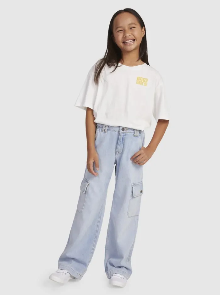Roxy Jeans and Pants Girl039s 416 Celestial Dancer Cargo Pants Light Blue 8211 Kids