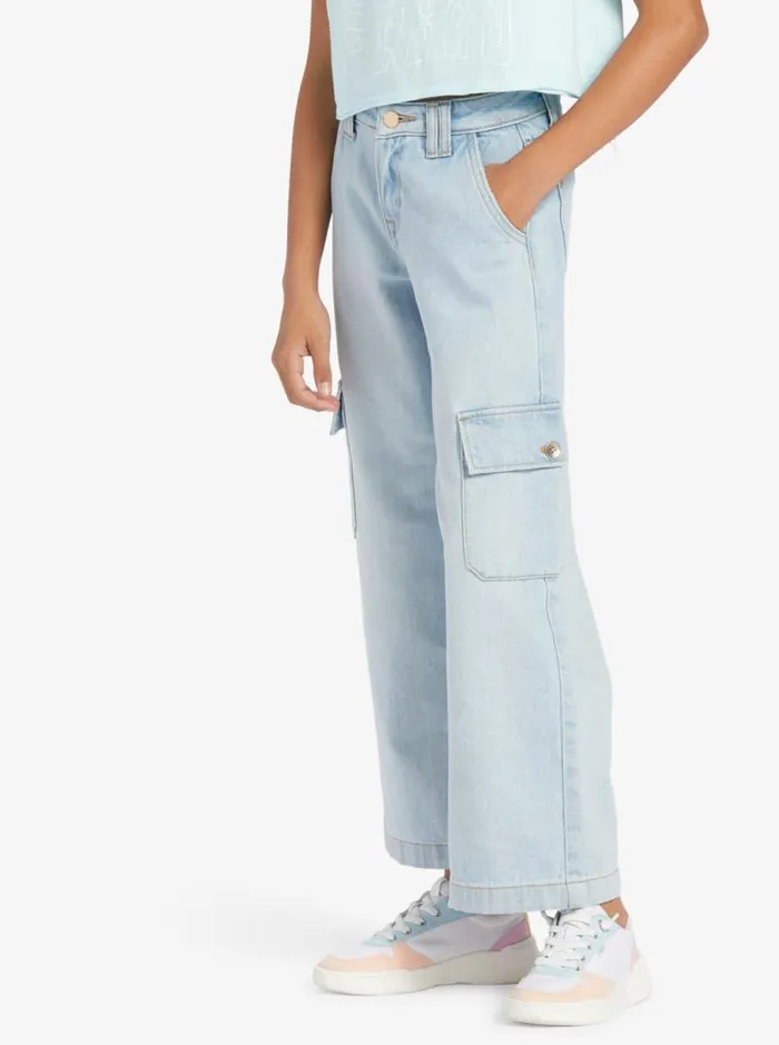 Roxy Jeans and Pants Girl039s 416 Celestial Dancer Cargo Pants Light Blue 8211 Kids