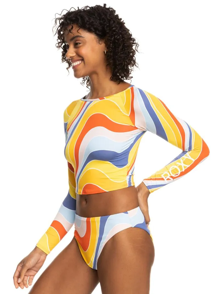 Roxy One Pieces Crop Top Long Sleeve Rashguard Tiger Lily Cruz 8211 Women
