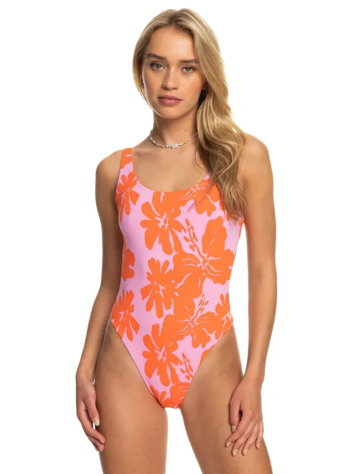 Roxy One Pieces SurfKindKate Reversible OnePiece Swimsuit Pink Frosting My Kind Of Hibis 8211 Women