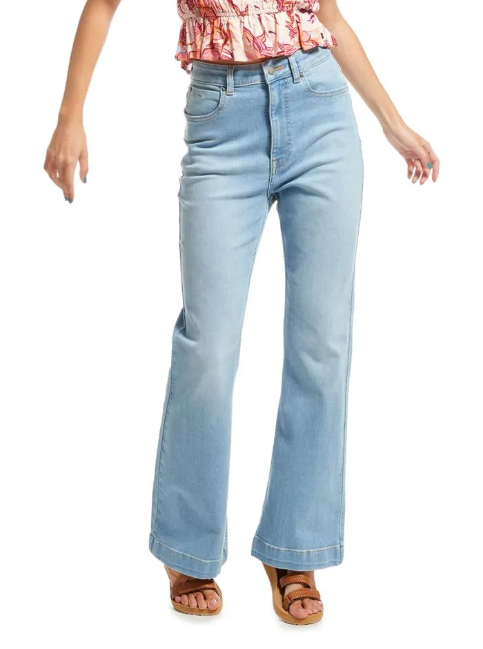 Roxy Pants and Jeans Final Wave High Flared Jeans Light Blue 8211 Women