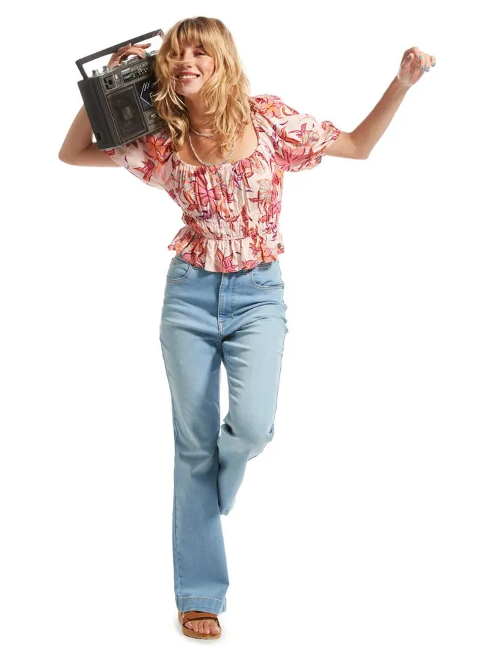 Roxy Pants and Jeans Final Wave High Flared Jeans Light Blue 8211 Women