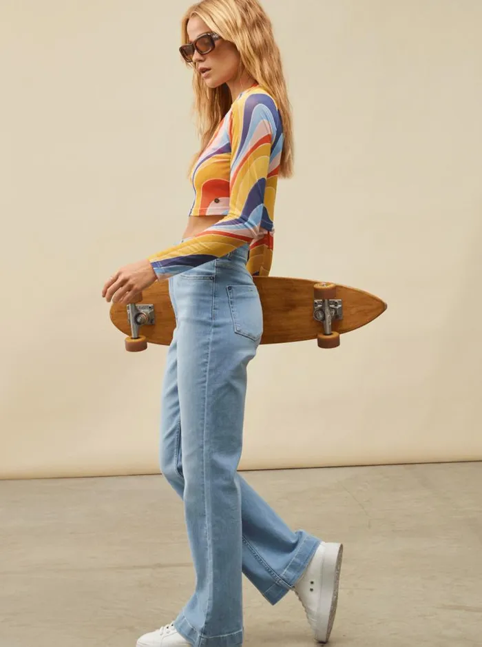 Roxy Pants and Jeans Final Wave High Flared Jeans Light Blue 8211 Women