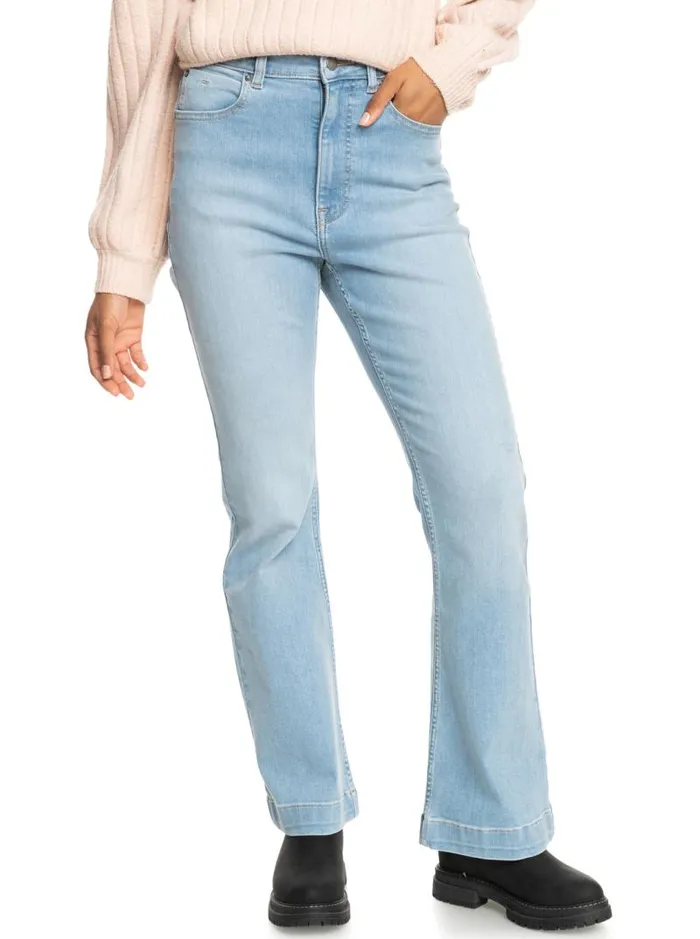 Roxy Pants and Jeans Final Wave High Flared Jeans Light Blue 8211 Women