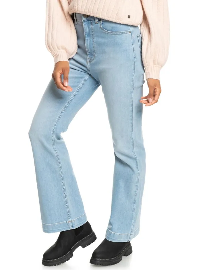 Roxy Pants and Jeans Final Wave High Flared Jeans Light Blue 8211 Women