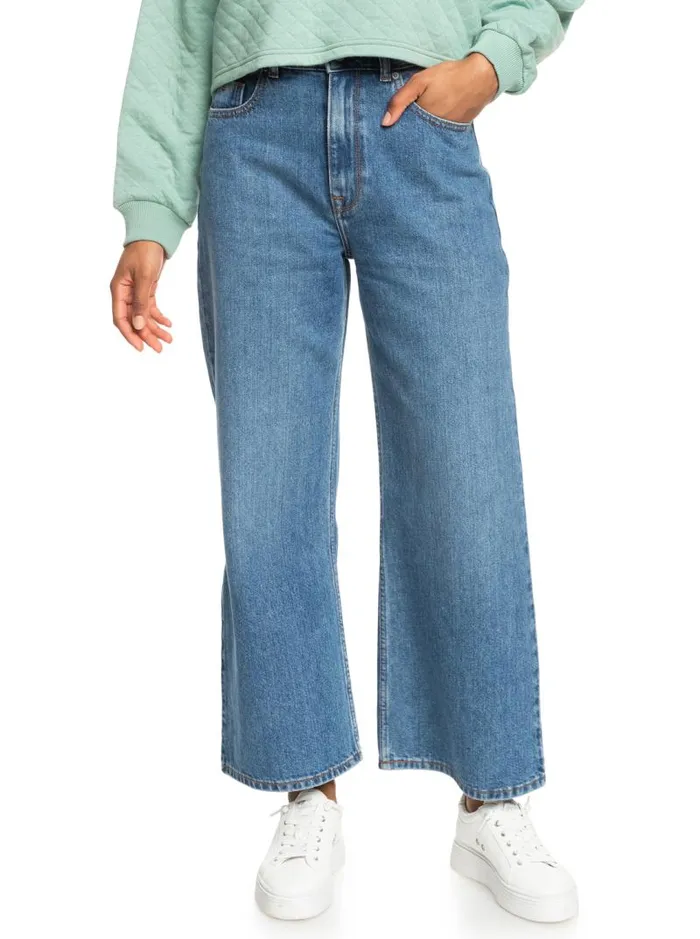 Roxy Pants and Jeans Surf On Cloud High Wide Leg Jeans Medium Blue 8211 Women