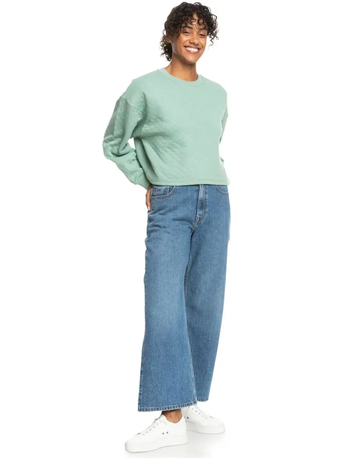 Roxy Pants and Jeans Surf On Cloud High Wide Leg Jeans Medium Blue 8211 Women