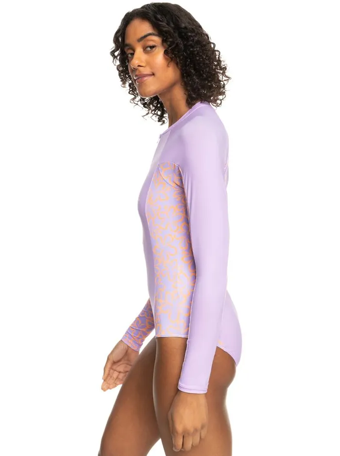 Roxy Rashguards Onesie Long Sleeve OnePiece Swimsuit Purple Rose 8211 Women