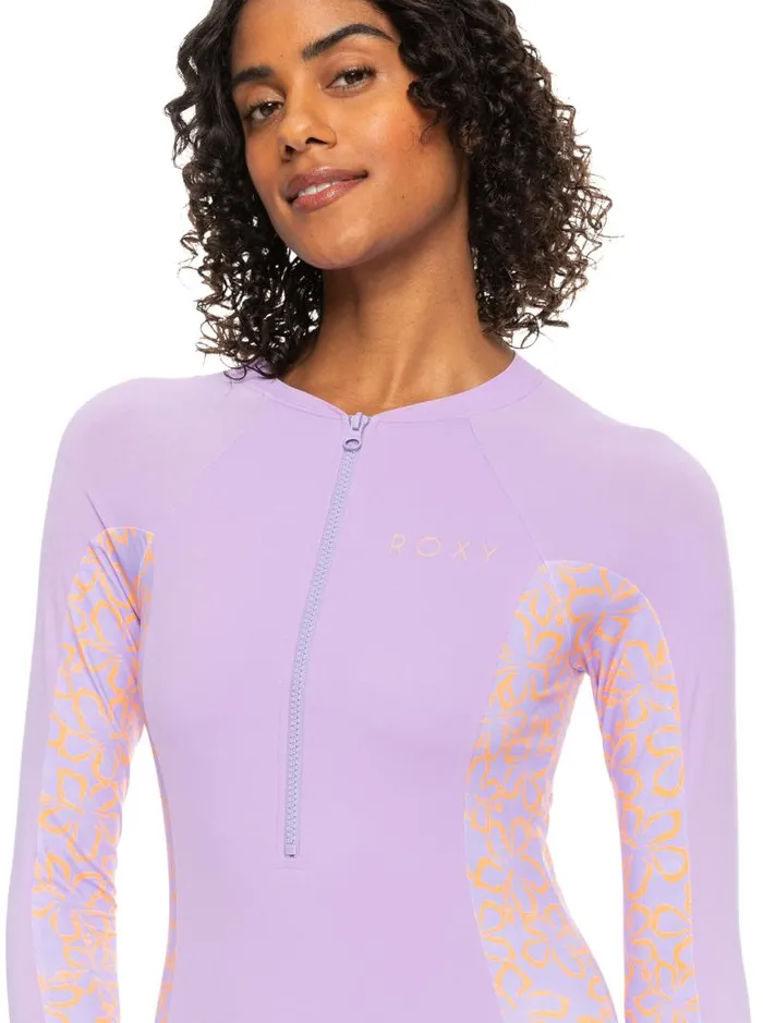 Roxy Rashguards Onesie Long Sleeve OnePiece Swimsuit Purple Rose 8211 Women