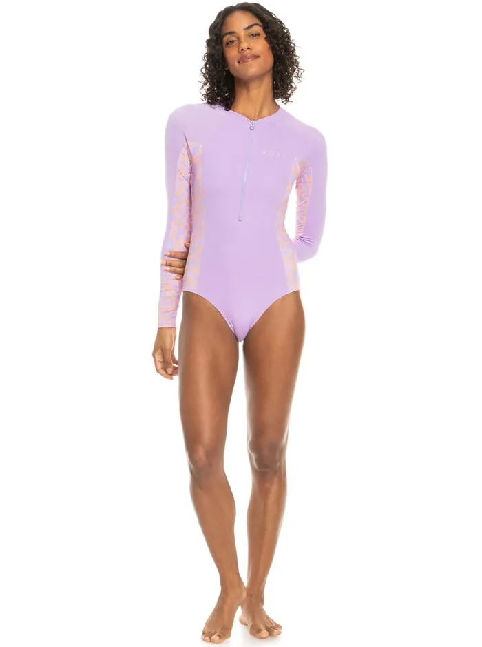 Roxy Rashguards Onesie Long Sleeve OnePiece Swimsuit Purple Rose 8211 Women