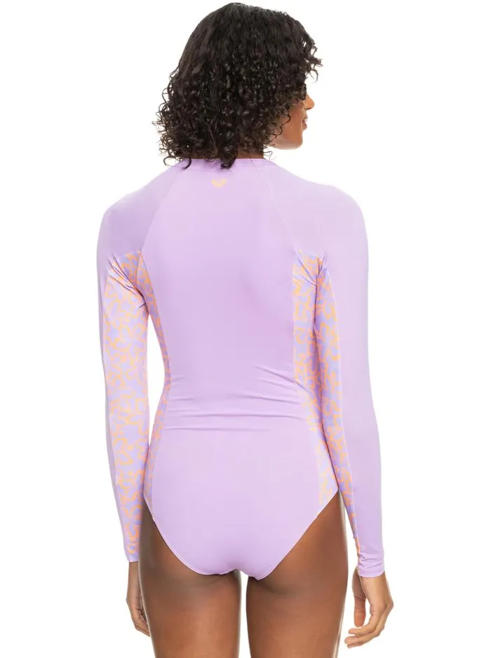 Roxy Rashguards Onesie Long Sleeve OnePiece Swimsuit Purple Rose 8211 Women