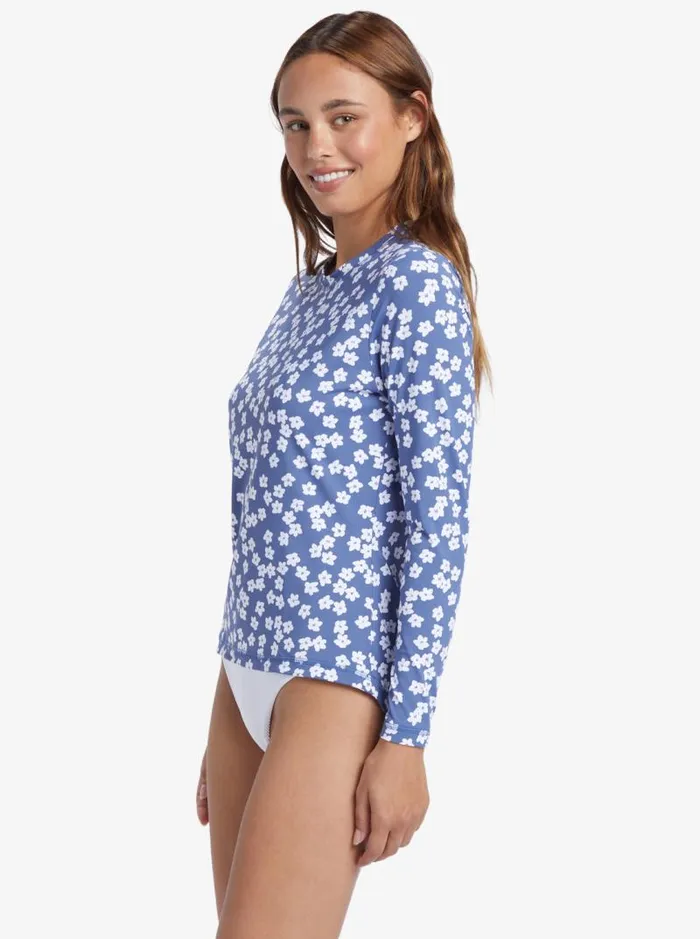 Roxy Rashguards Sea Skippin Long Sleeve UPF 50 Rashguard Bijou Blue Floral Delight 8211 Women Roxy Rashguards Sea Skippin Long Sleeve UPF 50 Rashguard Bijou Blue Floral Delight 8211 Women