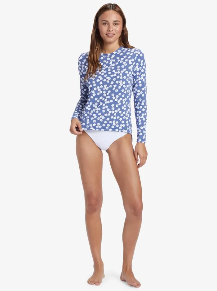 Roxy Rashguards Sea Skippin Long Sleeve UPF 50 Rashguard Bijou Blue Floral Delight 8211 Women Roxy Rashguards Sea Skippin Long Sleeve UPF 50 Rashguard Bijou Blue Floral Delight 8211 Women