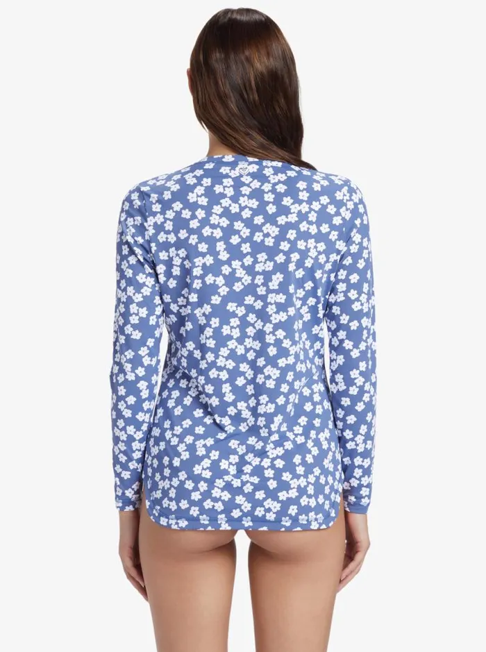 Roxy Rashguards Sea Skippin Long Sleeve UPF 50 Rashguard Bijou Blue Floral Delight 8211 Women Roxy Rashguards Sea Skippin Long Sleeve UPF 50 Rashguard Bijou Blue Floral Delight 8211 Women