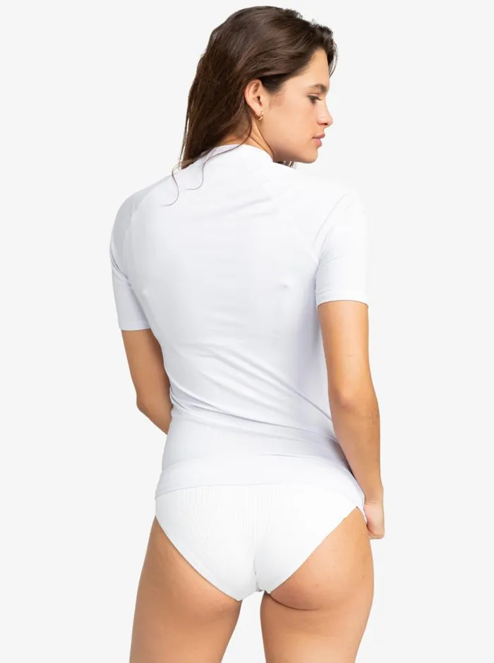 Roxy Rashguards Whole Hearted Short Sleeve UPF 50 Rashguard Bright White 8211 Women