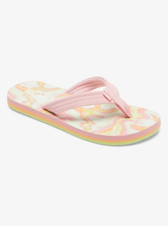 Roxy Shoes and Sandals Girl039s 416 Vista Loreto FlipFlops Greenpink 8211 Kids