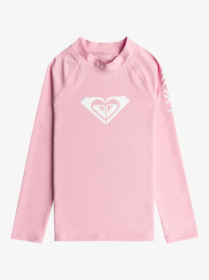 Roxy Swim Girl039s 27 Whole Hearted Long Sleeve UPF 50 Rashguard Candy Pink 8211 Kids