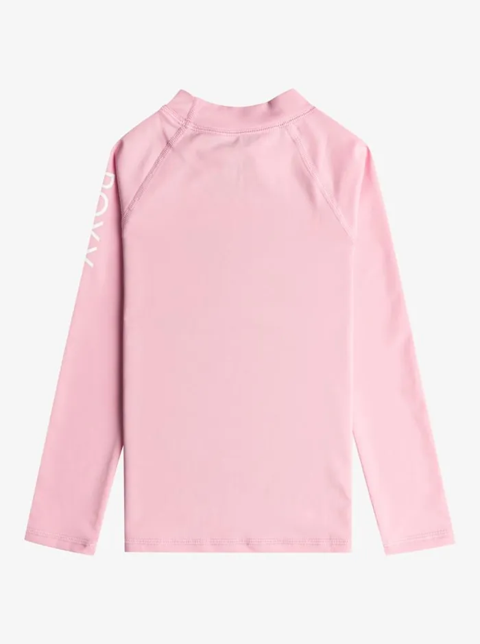 Roxy Swim Girl039s 27 Whole Hearted Long Sleeve UPF 50 Rashguard Candy Pink 8211 Kids