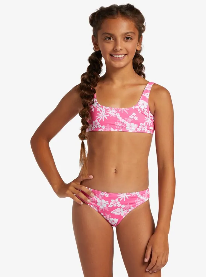 Roxy Swim Girl039s 416 Aloha Spirit Two Piece Bralette Bikini Set For Girls Shocking Pink Hello Aloha Smal 8211 Kids Roxy Swim Girl039s 416 Aloha Spirit Two Piece Bralette Bikini Set For Girls Shocking Pink Hello Aloha Smal 8211 Kids