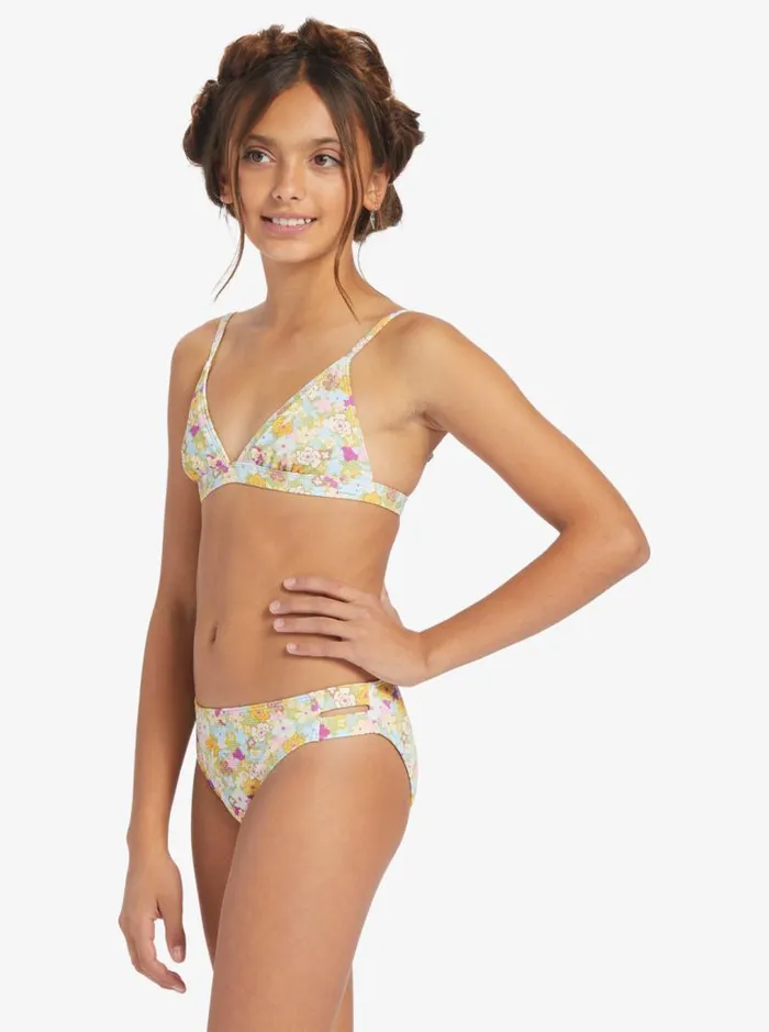 Roxy Swim Girl039s 716 Nostalgic Seaside Two Piece Triangle Bikini Set Fern Memories 8211 Kids