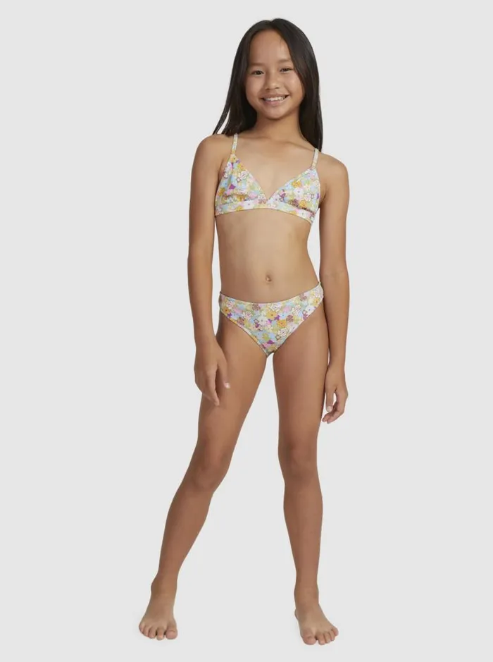 Roxy Swim Girl039s 716 Nostalgic Seaside Two Piece Triangle Bikini Set Fern Memories 8211 Kids