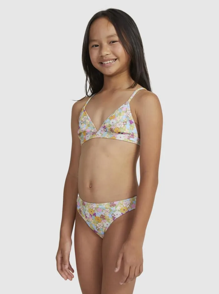 Roxy Swim Girl039s 716 Nostalgic Seaside Two Piece Triangle Bikini Set Fern Memories 8211 Kids