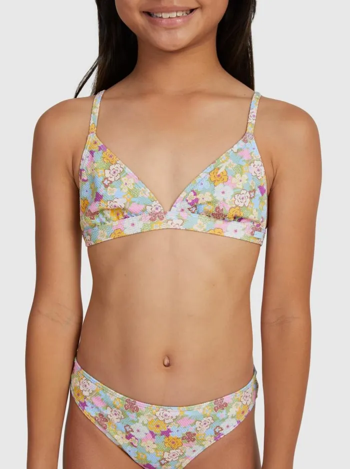 Roxy Swim Girl039s 716 Nostalgic Seaside Two Piece Triangle Bikini Set Fern Memories 8211 Kids