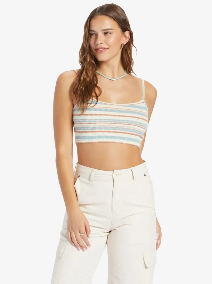 Roxy Tees and Tanks Best Time Of Day Stripe Cozy Knit Camisole Snow White Shoreside Stripe 8211 Women