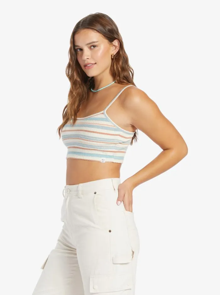 Roxy Tees and Tanks Best Time Of Day Stripe Cozy Knit Camisole Snow White Shoreside Stripe 8211 Women Roxy Tees and Tanks Best Time Of Day Stripe Cozy Knit Camisole Snow White Shoreside Stripe 8211 Women