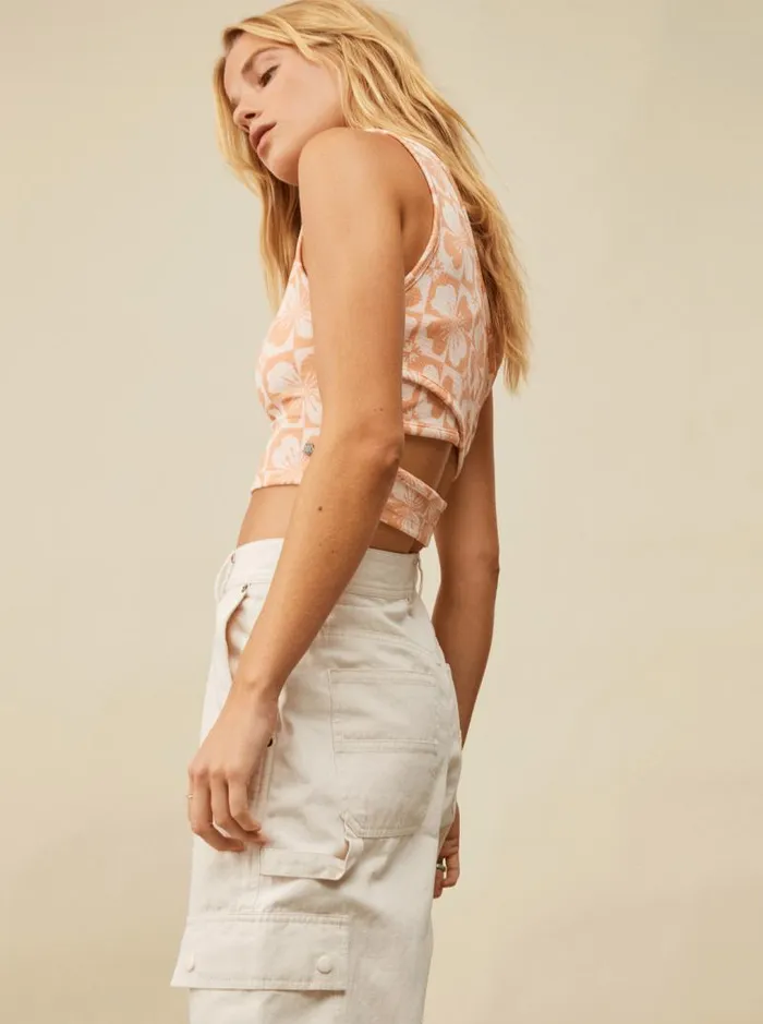 Roxy Tops Good Keepsake Printed Crop Top Pale Dogwood Sun Clik 8211 Women Roxy Tops Good Keepsake Printed Crop Top Pale Dogwood Sun Clik 8211 Women