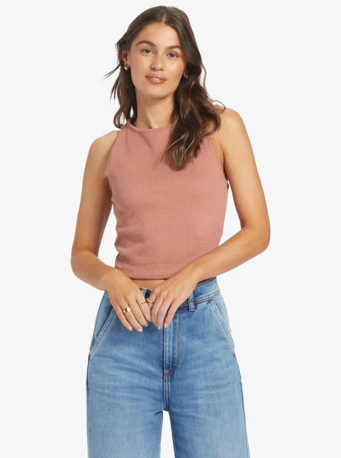 Roxy Tops Never Ending Vacay High Knit Tank Cedar Wood 8211 Women