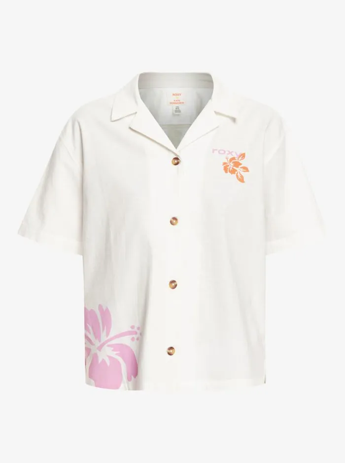 Roxy Tops SurfKindKate Short Sleeve Shirt Snow White 8211 Women