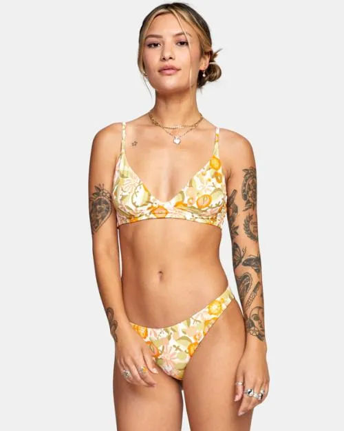 Rvca Avant Gardner High Triangle Bikini Top White Women Bikini Tops