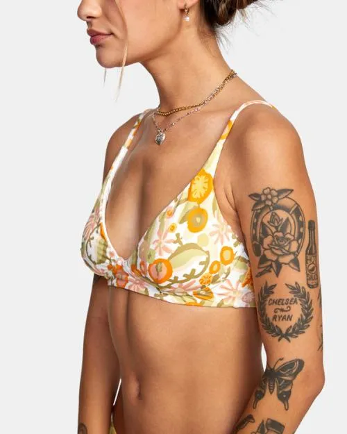 Rvca Avant Gardner High Triangle Bikini Top White Women Bikini Tops