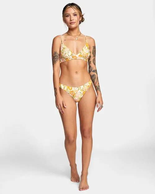 Rvca Avant Gardner High Triangle Bikini Top White Women Bikini Tops