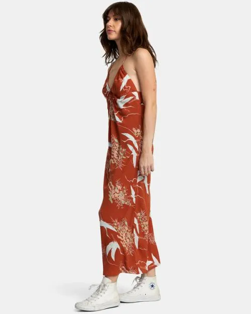 Rvca Billy Midi Dress Sandlewood Women Dresses and Rompers