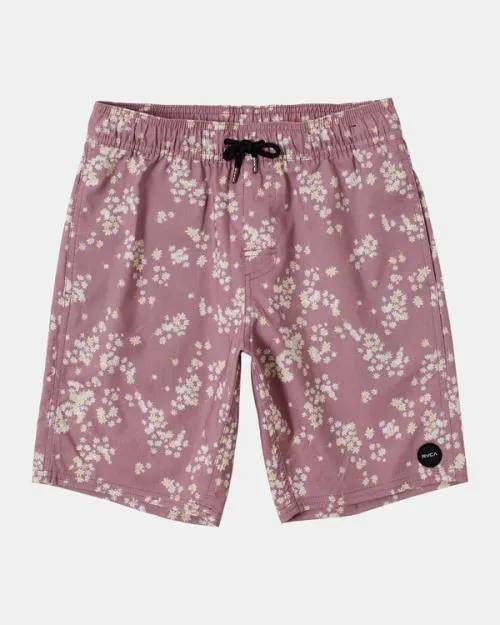 Rvca Boy039s Barnes Elastic Waist Boardshorts 16034 Lavender Boys Boardshorts