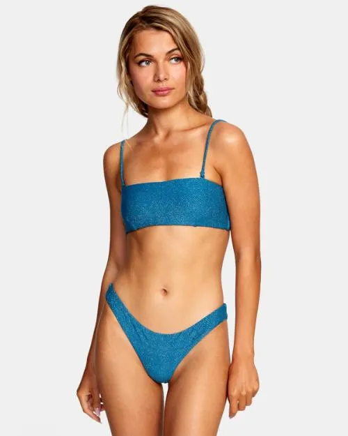 Rvca Brightside Bandeau Bikini Top Snorkel Blue Women Bikini Tops