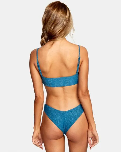 Rvca Brightside Bandeau Bikini Top Snorkel Blue Women Bikini Tops