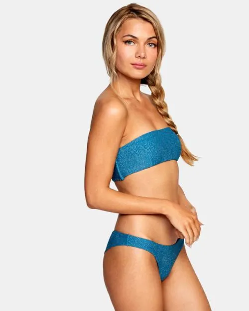 Rvca Brightside Bandeau Bikini Top Snorkel Blue Women Bikini Tops