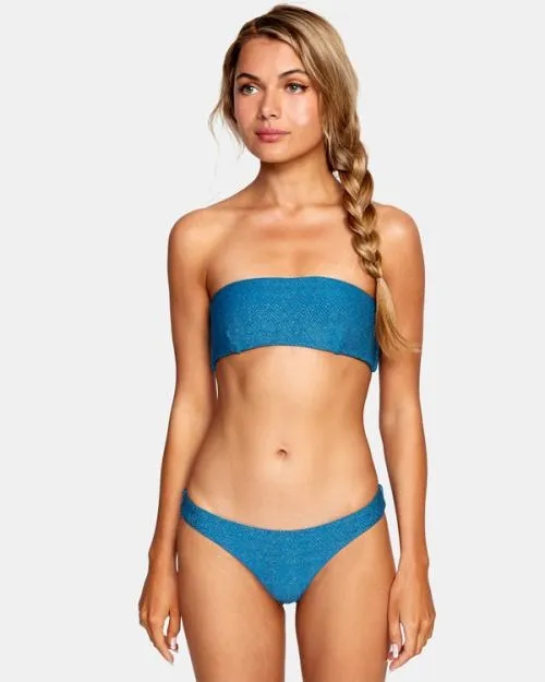 Rvca Brightside Bandeau Bikini Top Snorkel Blue Women Bikini Tops