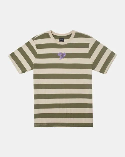 Rvca Corso Stripe Tee Aloe Men Short Sleeves