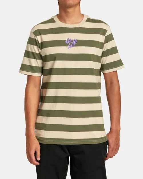 Rvca Corso Stripe Tee Aloe Men Short Sleeves