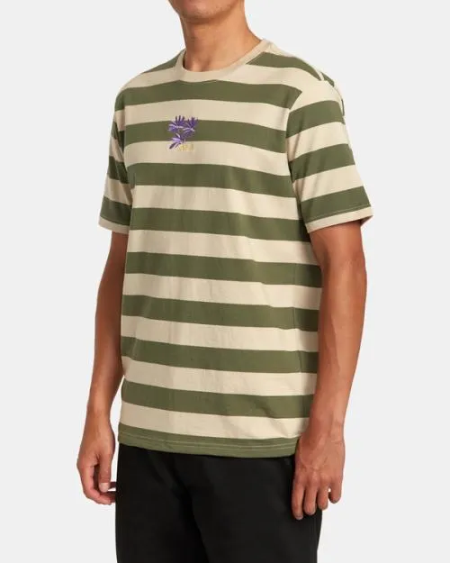 Rvca Corso Stripe Tee Aloe Men Short Sleeves