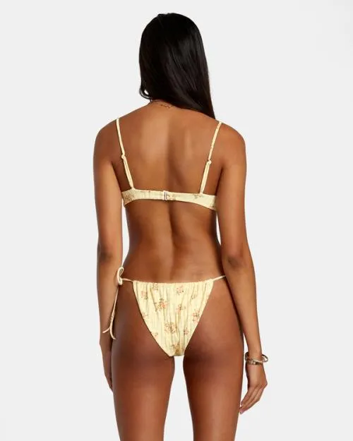 Rvca Cottage Wide Rib Bralette Bikini Top Golden Women Bikini Tops