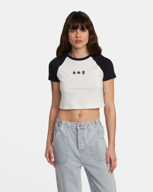 Rvca Daisy TShirt Vintage White Women Tees and Tanks